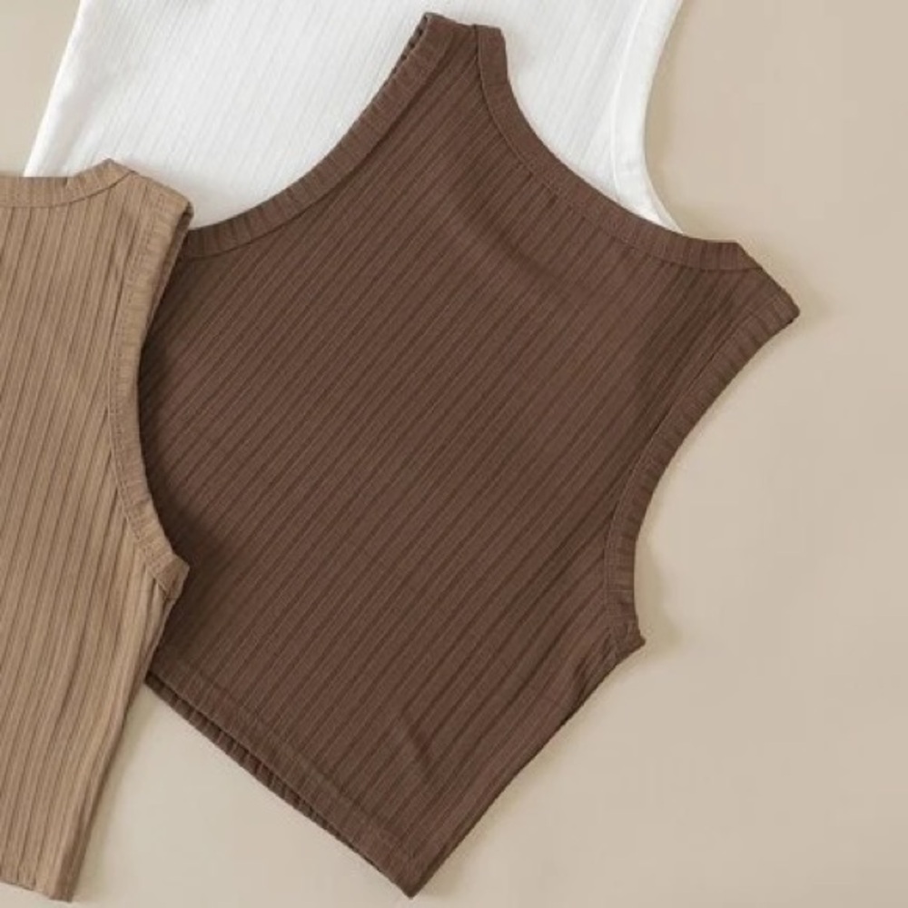 SHEIN Chocolate Ribbed Tank Top
